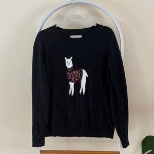 LOFT Black Sweater with Llama Design